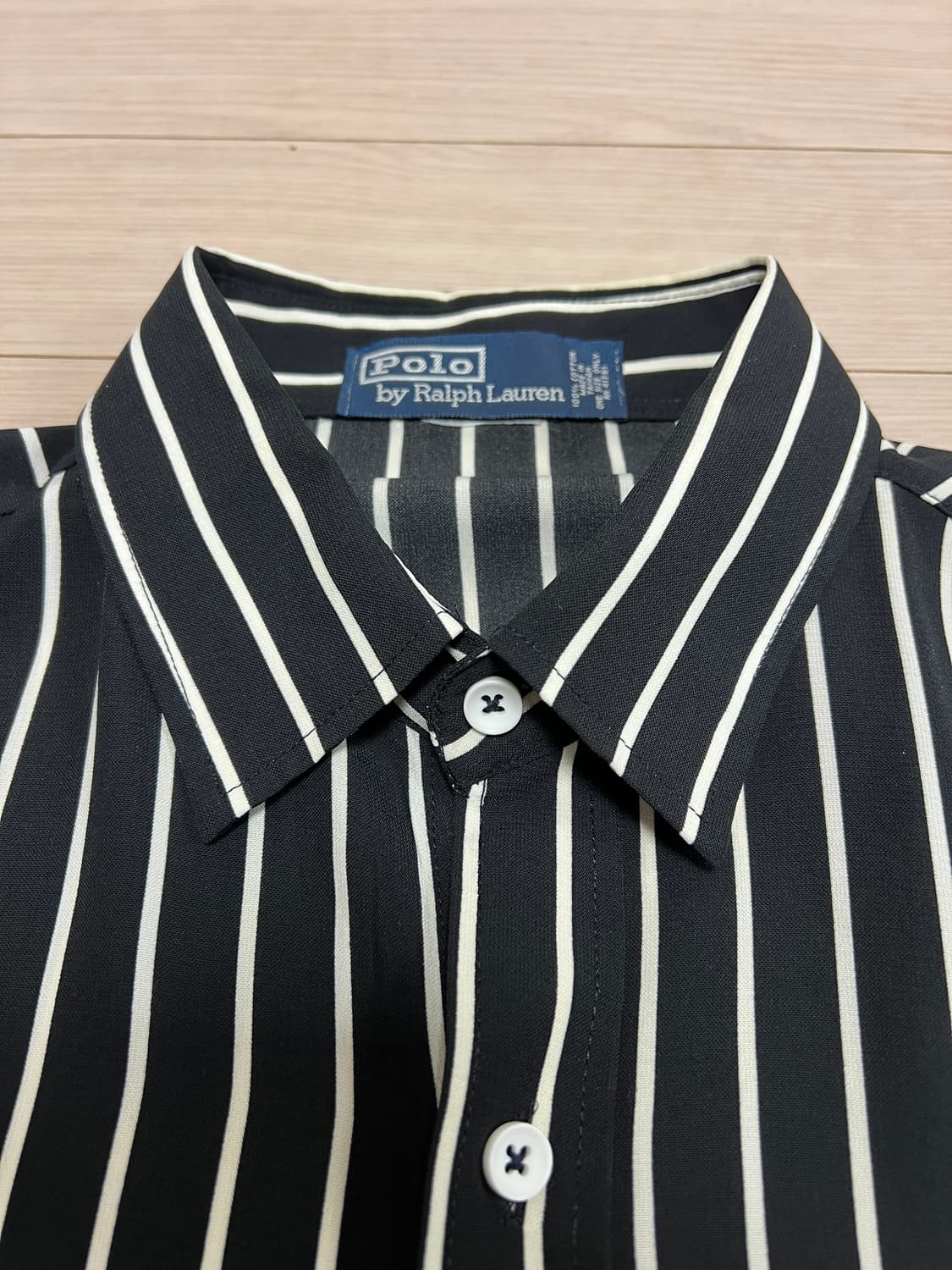 폴로 랄프로렌 블랙 스트라이프 셔츠 / 얇고 찰랑한 원단 / 상태 좋음 상품이미지8
