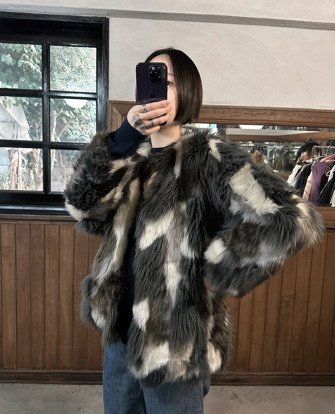 SENSE OF PLACE faux fur mixed jacket 상품이미지2