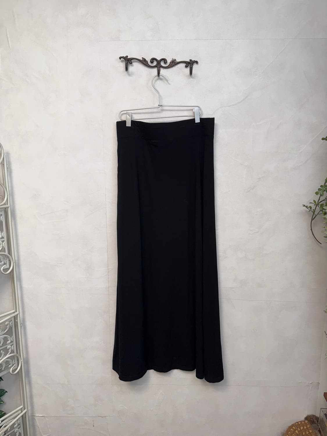 Black side laceup detail cotton maxi sk 상품이미지3