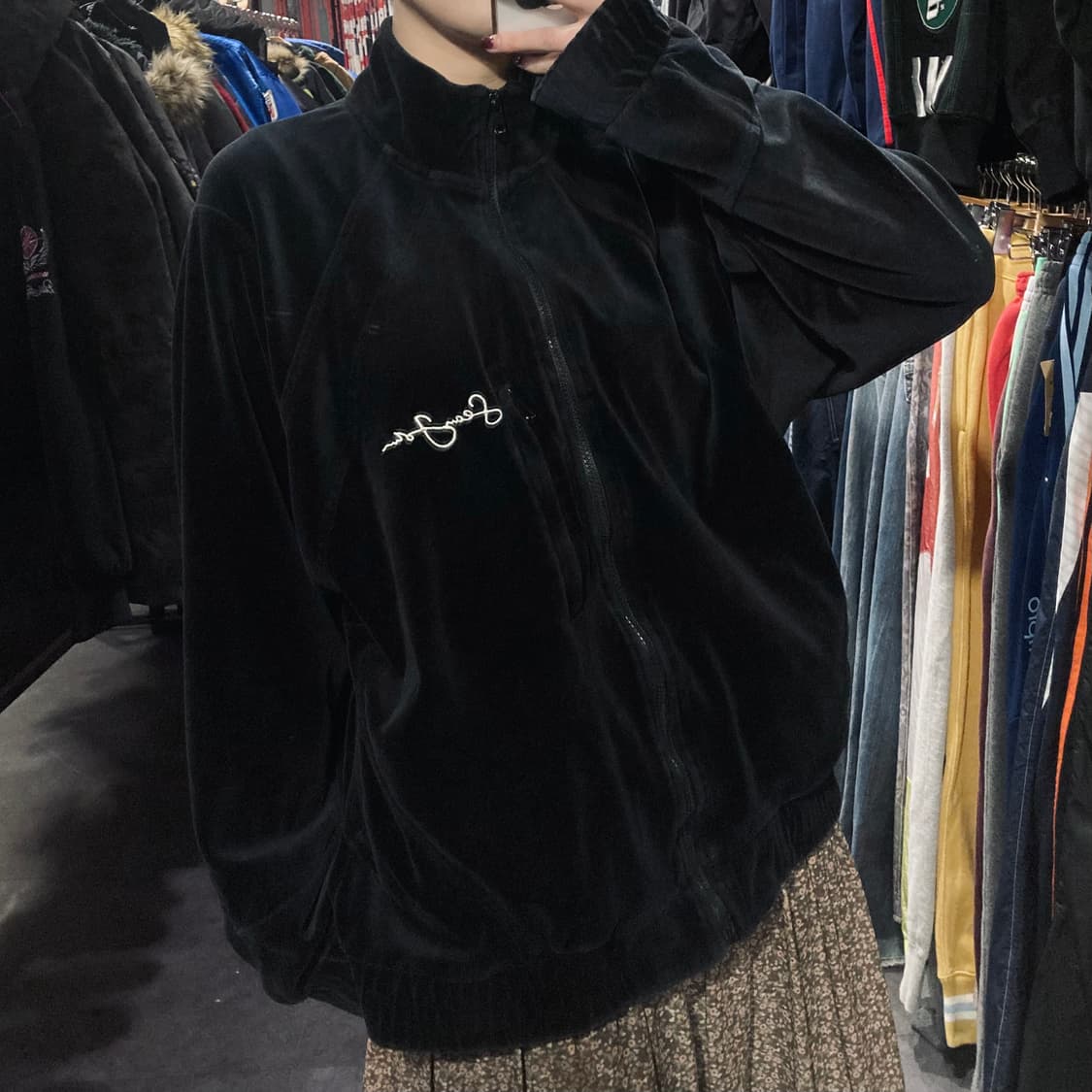 [IM]션존 벨벳 집업 자켓 블랙 상품이미지3