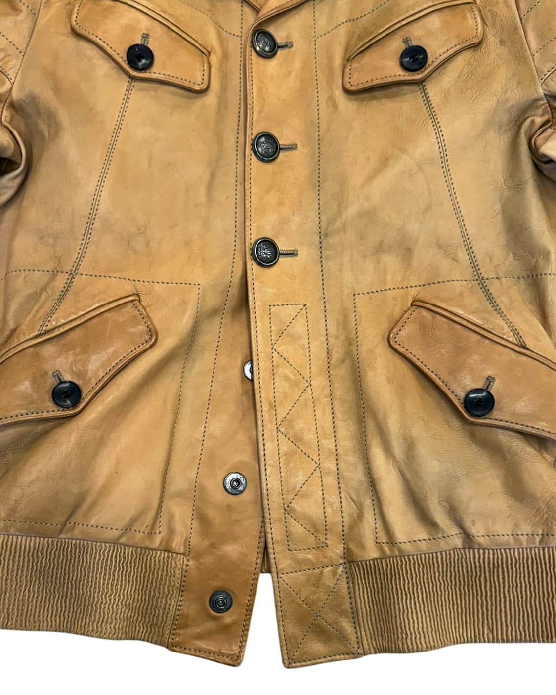 구찌 by 톰 포드 엘보우 패치 디테일 레더 블루종 상품이미지6