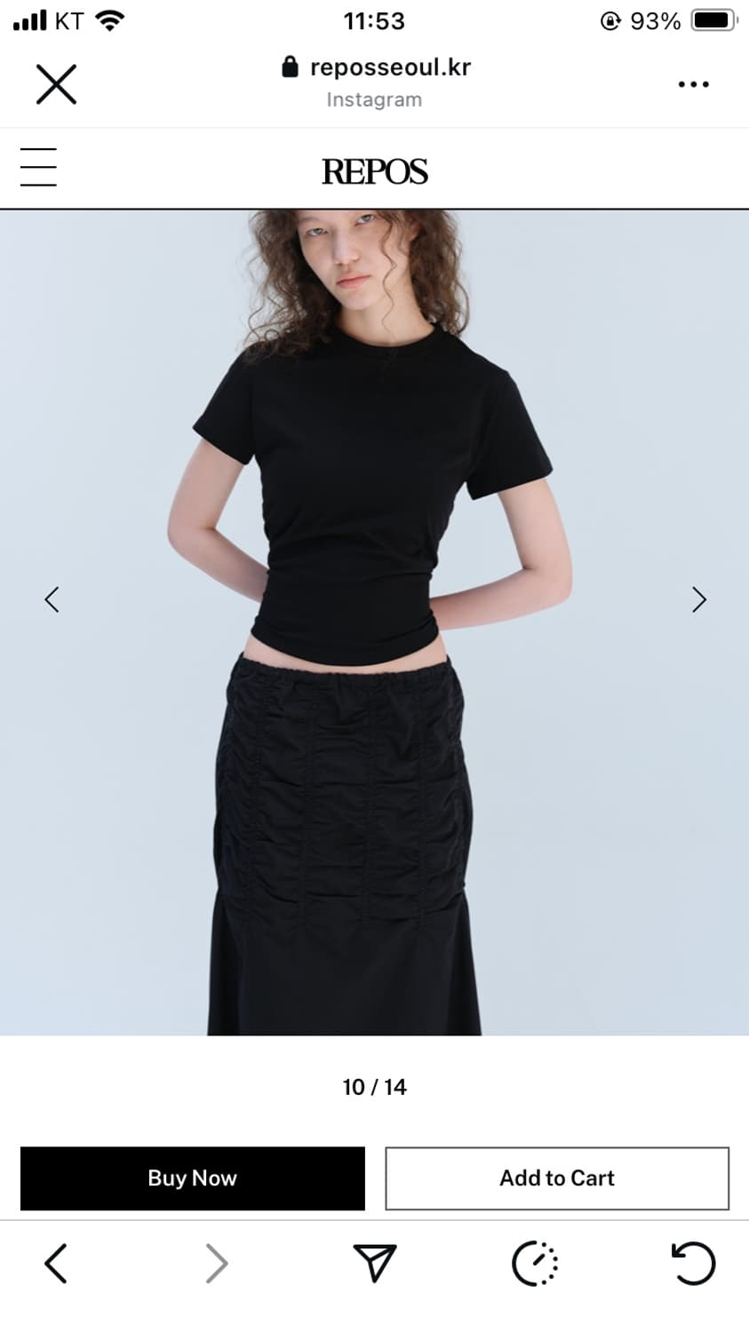 COTTON GATHERING SKIRTS (BLACK) 상품이미지6