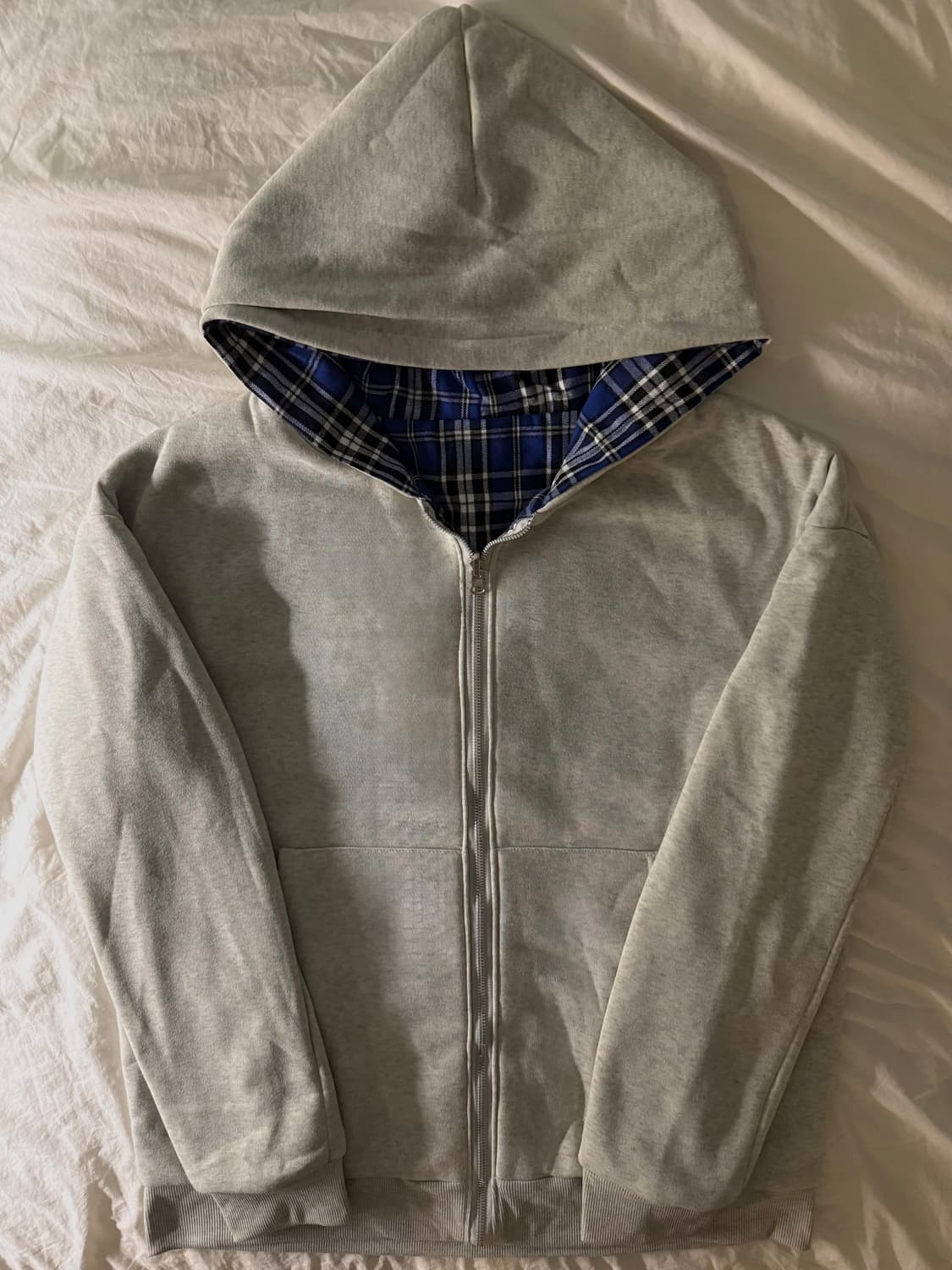 빈티지 체크 후드집업 오트밀 상품이미지2