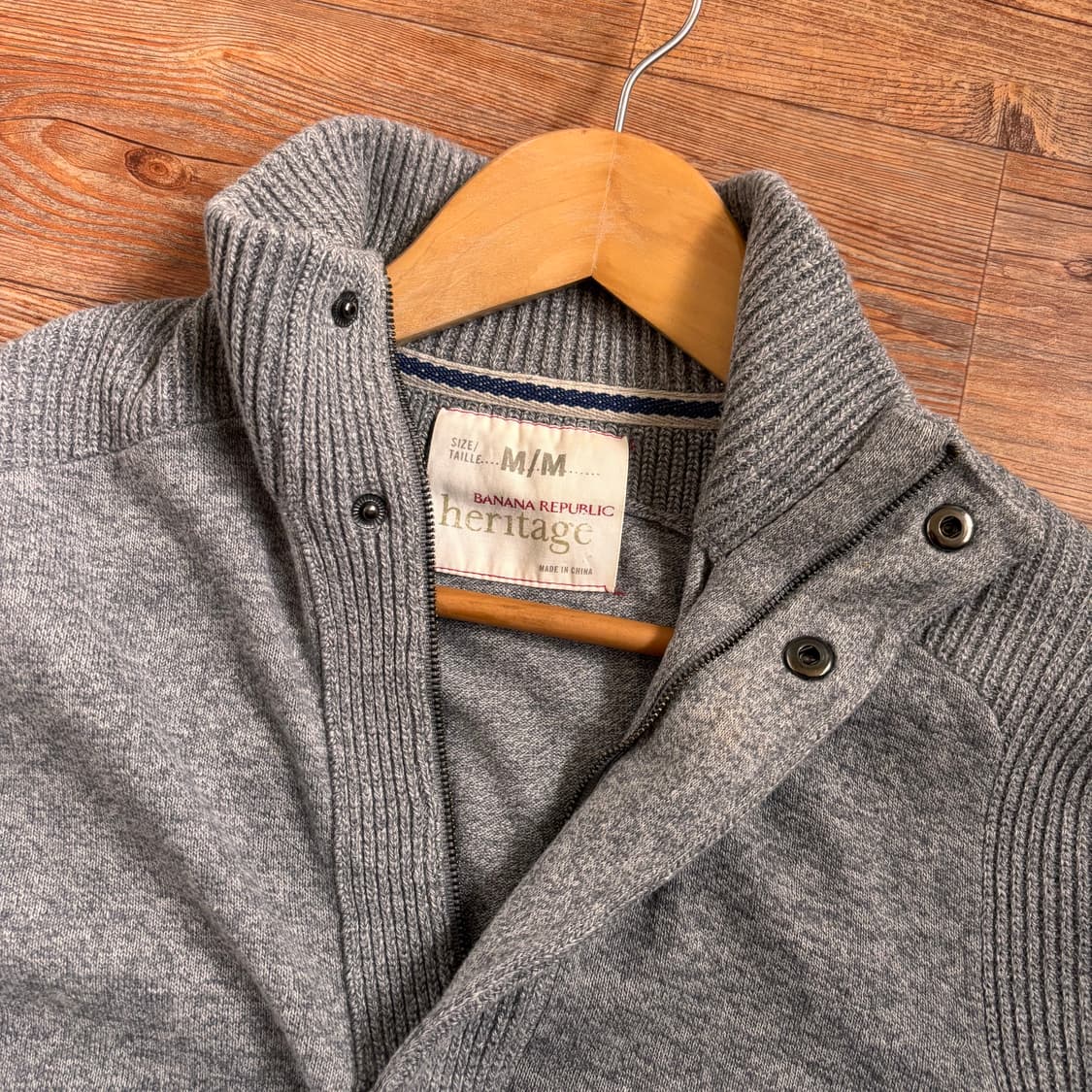 바나나 리퍼블릭 M 쿼터 집업 니트 그레이 입체적인 패턴  상품이미지7