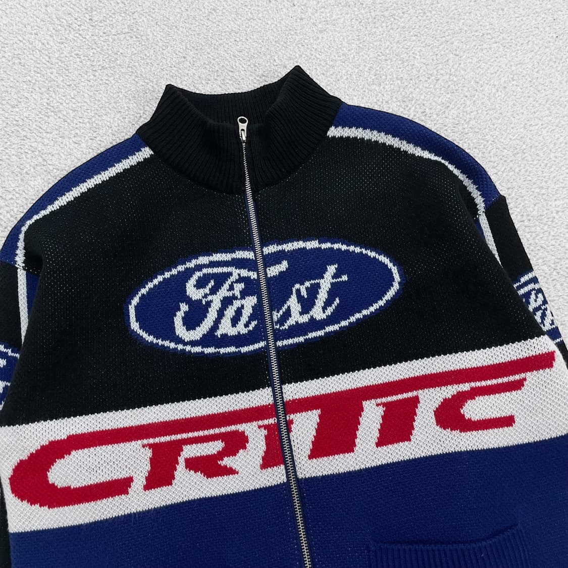 크리틱 레이싱 니트 집업 네이비 상품이미지3