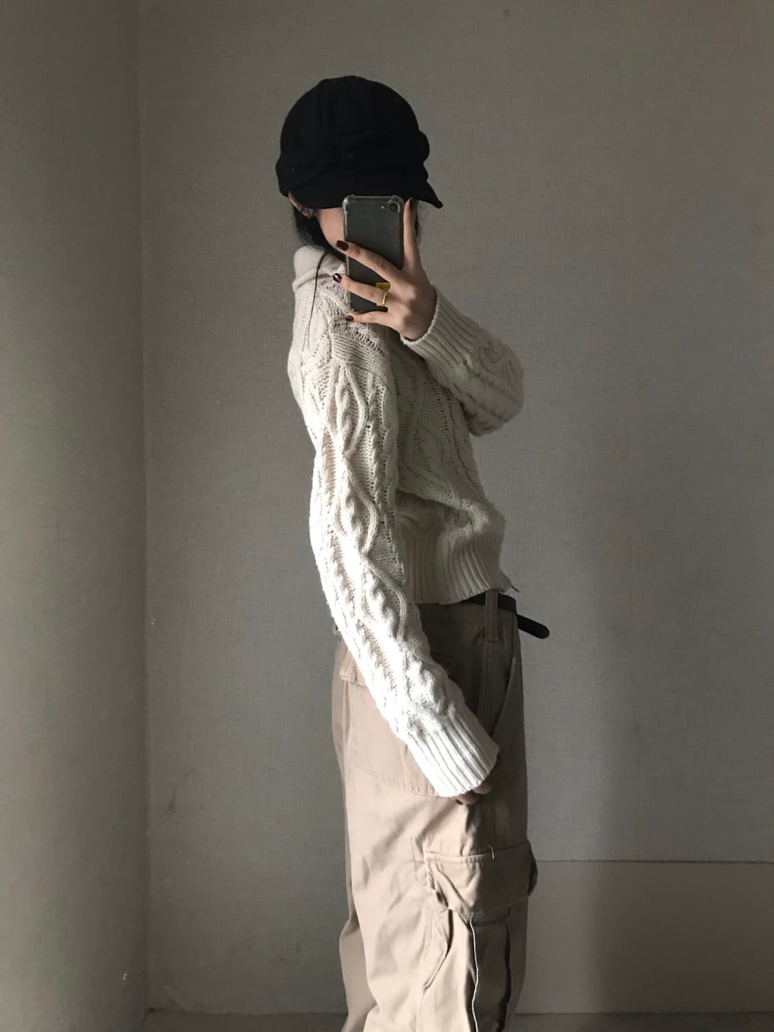 후아유 아이보리 케이블 니트집업 상품이미지4