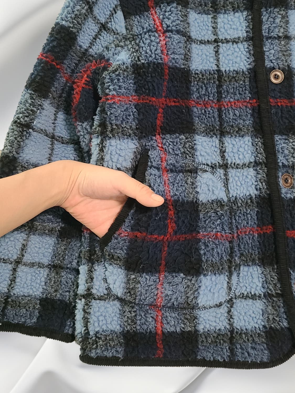 [빈폴 키즈 140] 체크 뽀글이 후리스 자켓 9세 10세 남아 여아 상품이미지3