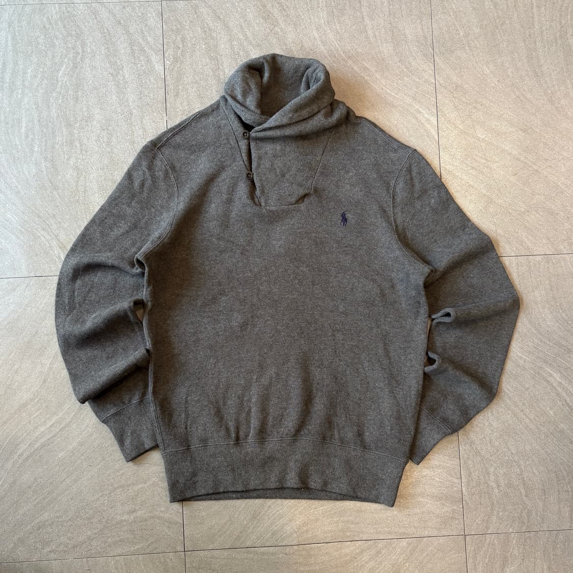 폴로 정품 그레이 코튼 숄카라 니트 상품이미지1