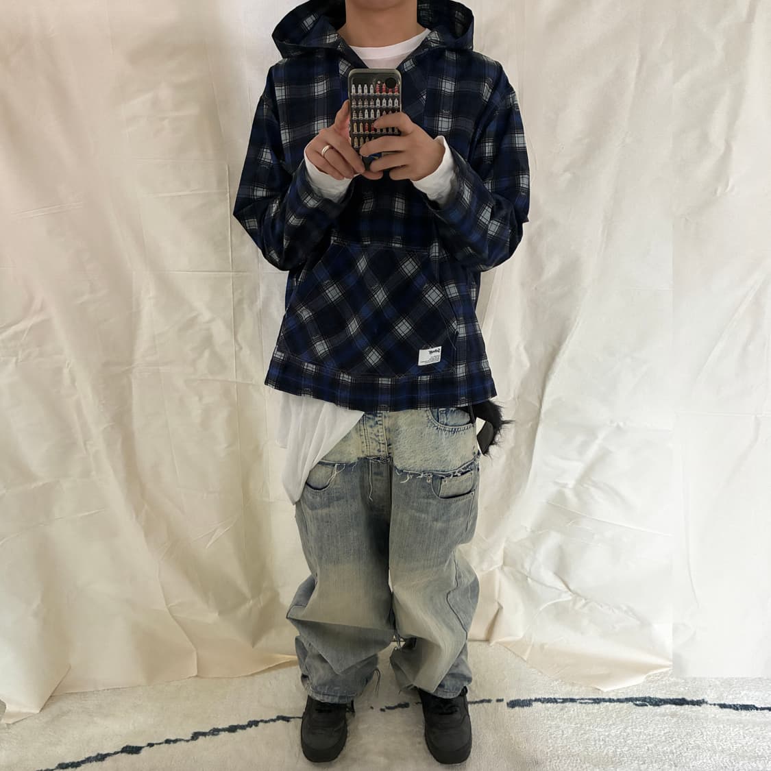 Schott Ombre Check Plaid Anorak Hoodie  상품이미지1