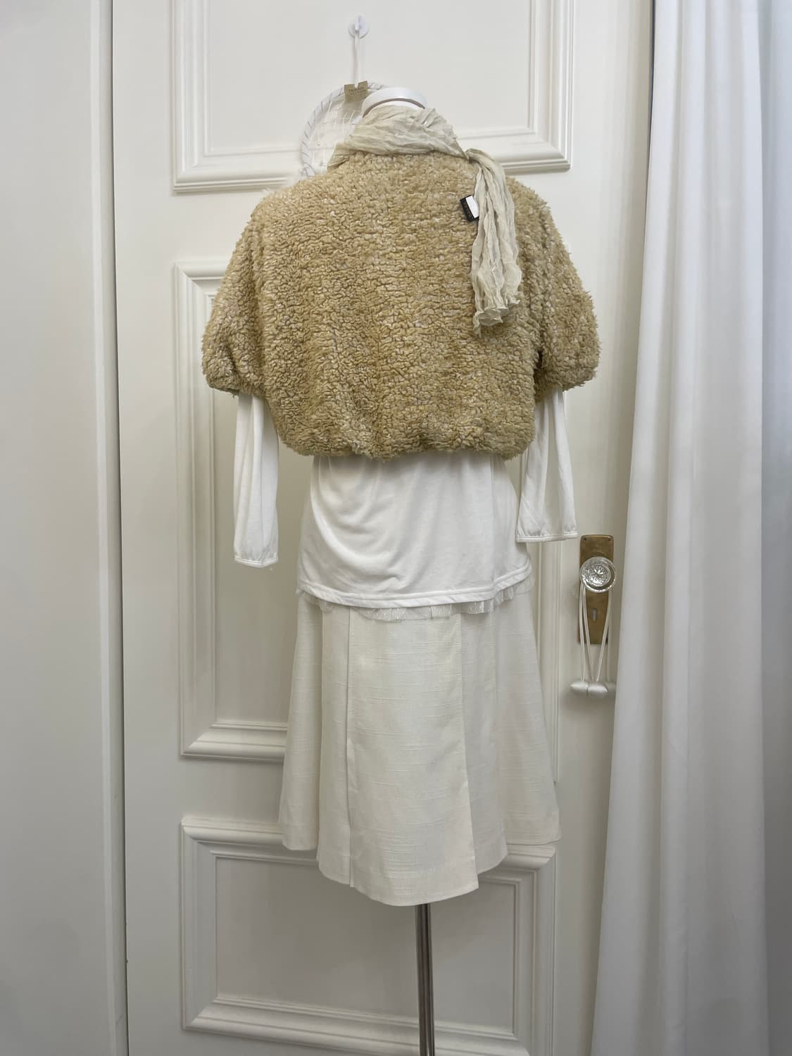 cream ivory tweed button midi skirt 상품이미지8