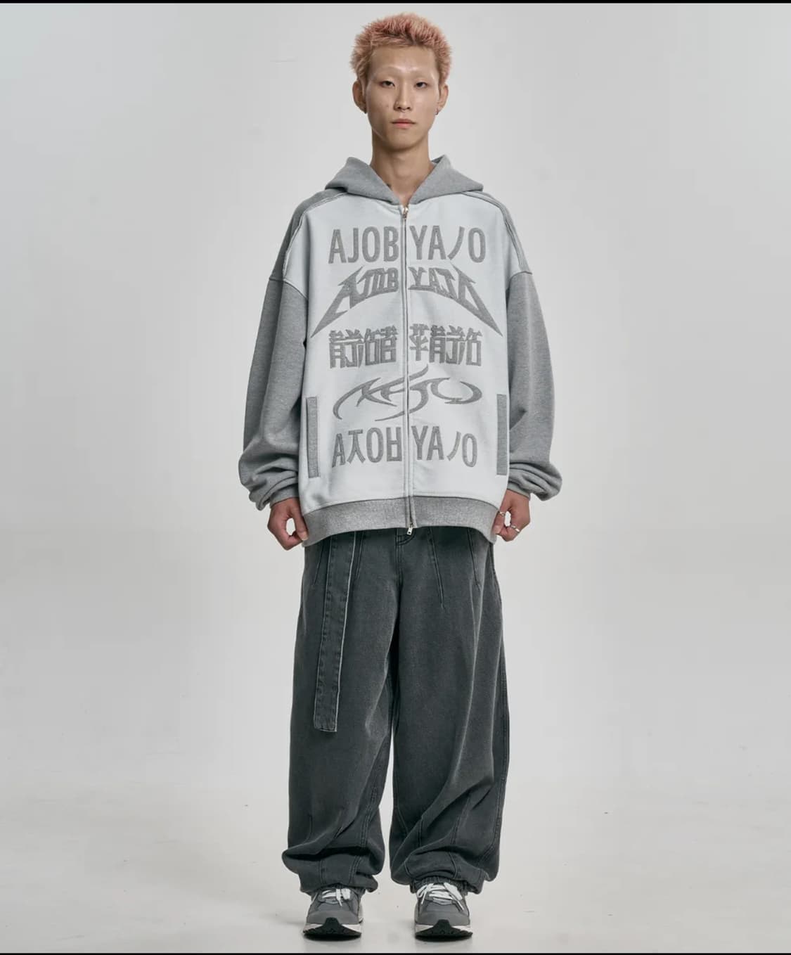 아조바이아조 로고 집업후디 그레이 라지 상품이미지2