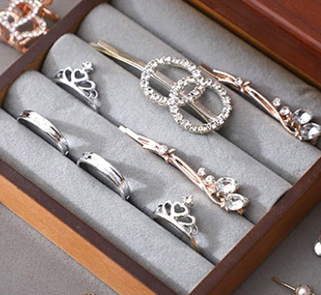 원목 2단 유리 보석함 브라운 (보관만 한 제품) 상품이미지3