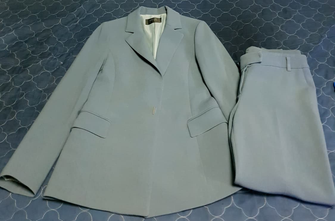 블랙라벨 리안 우먼스 미니멀 정장 셋업 파스텔블루 (S) 상품이미지1