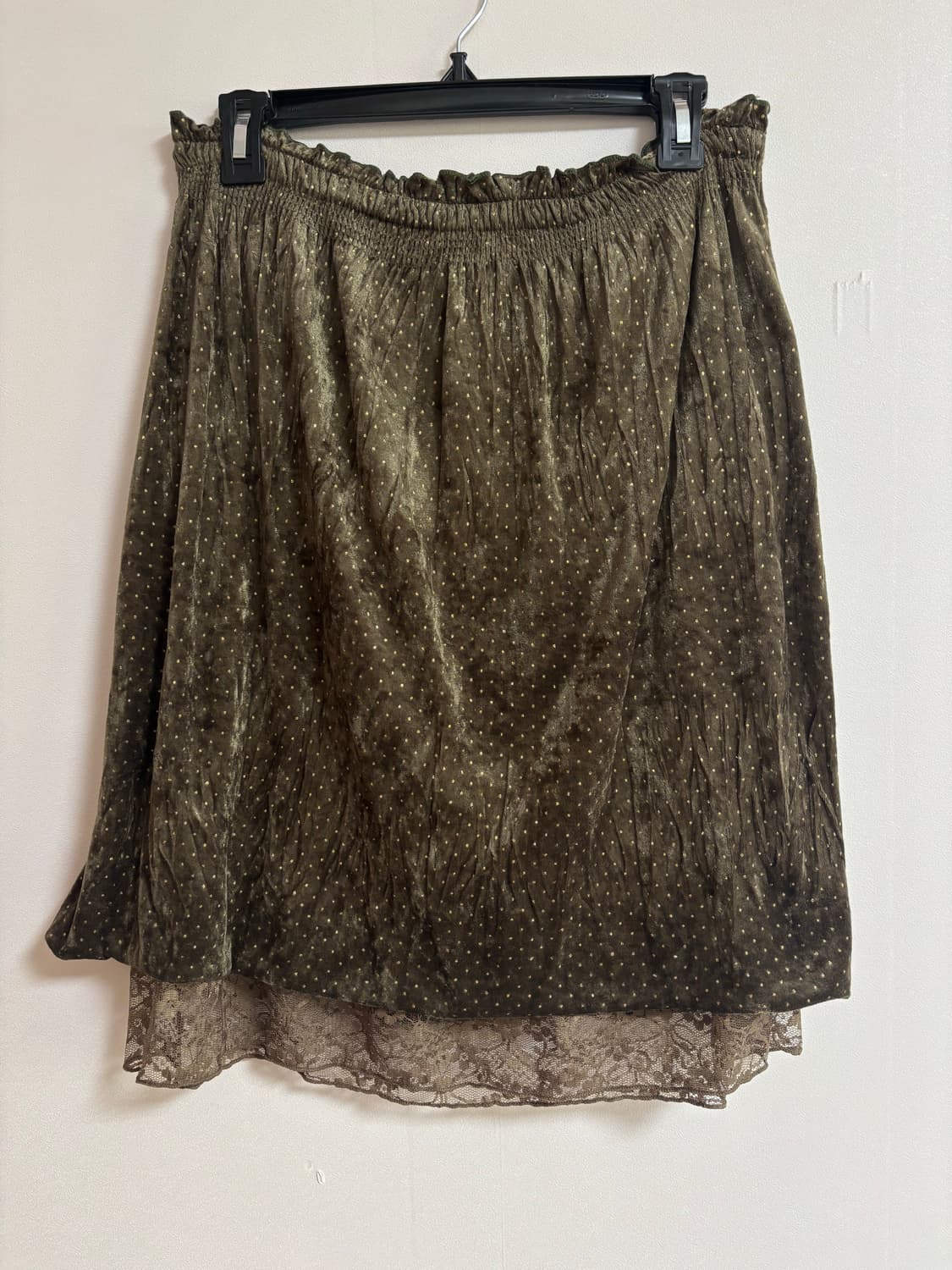 빈티지) 벨벳 도트 레이스 미디 스커트 상품이미지1