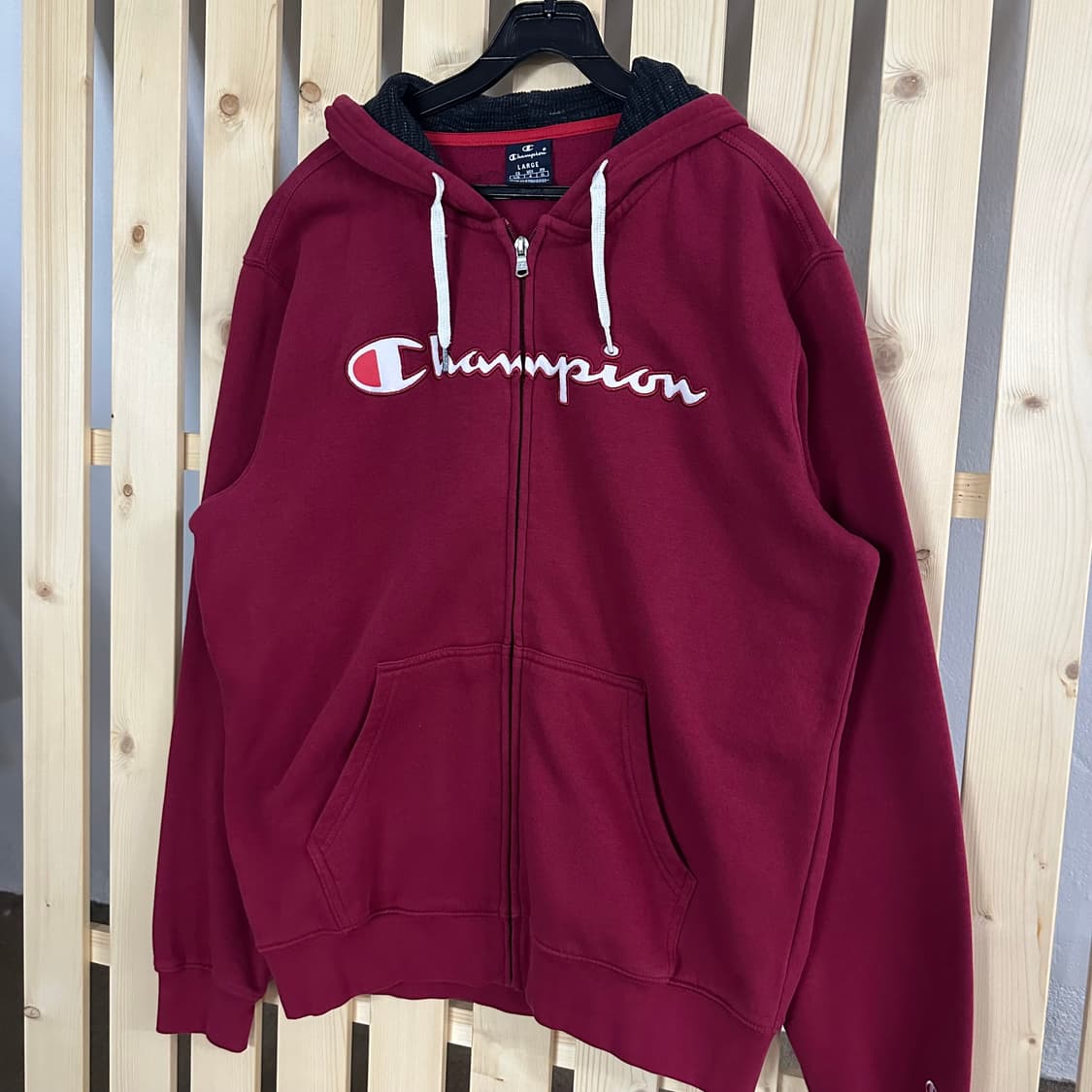 (L) 챔피온 버건디 빅로고 후드집업 상품이미지2