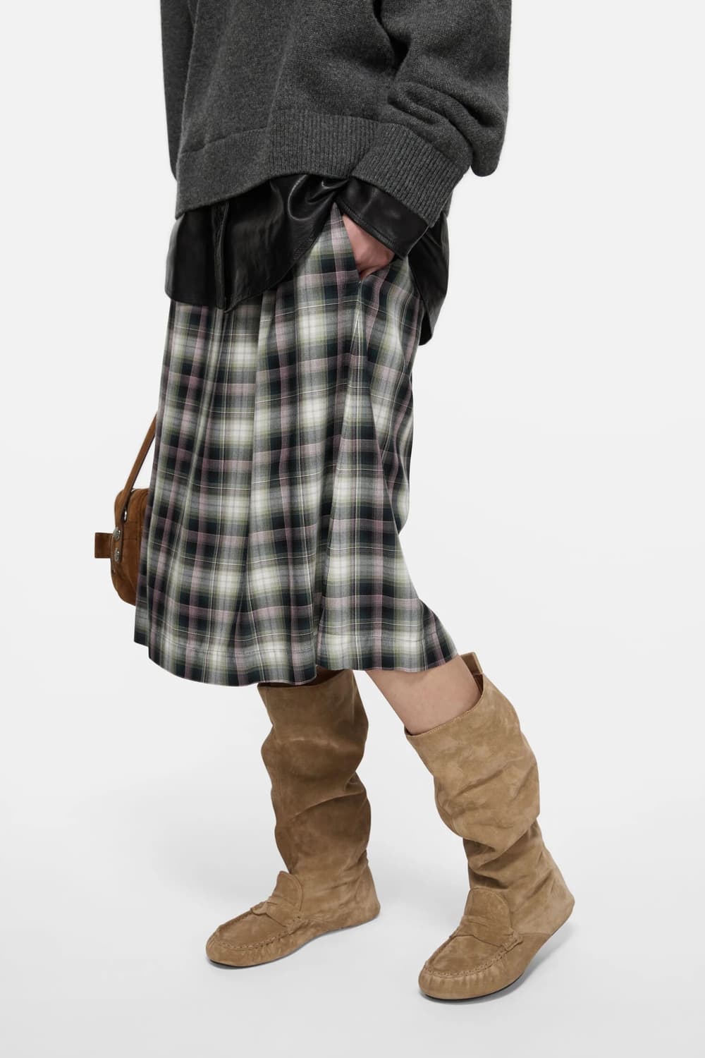 아크네 체크 미디스커트 상품이미지3