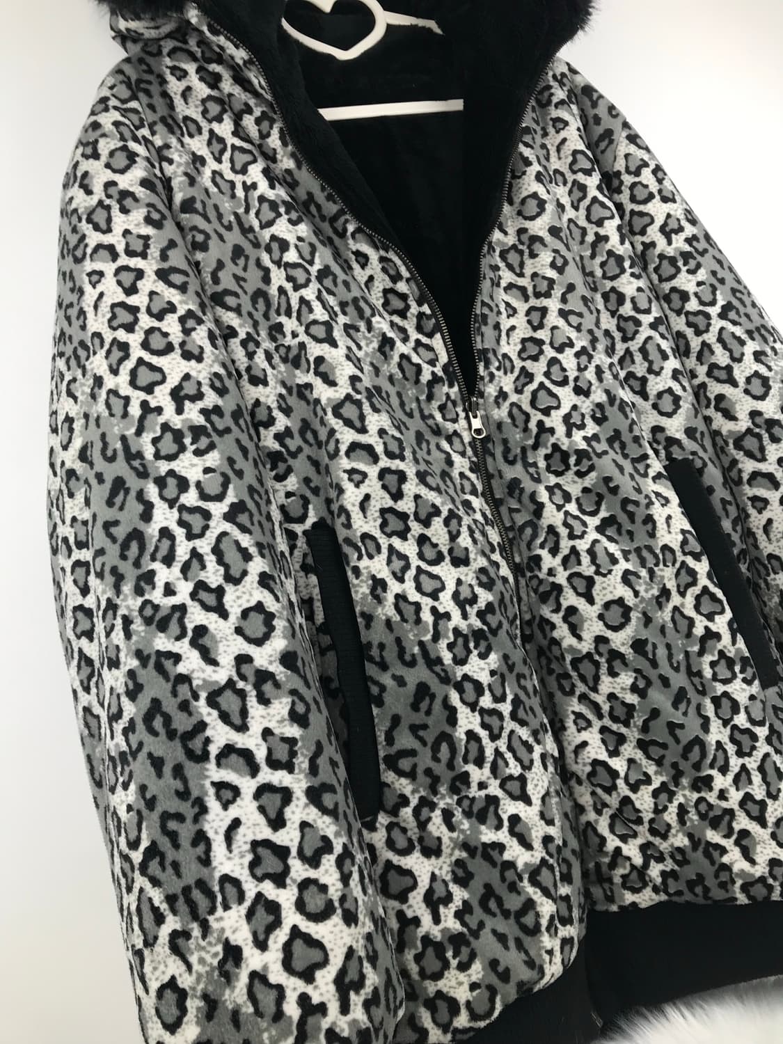 오네갸루 호피 레오파드 퍼자켓 양털 후드집업 패딩점퍼y2k 대재장급빈티지 상품이미지10