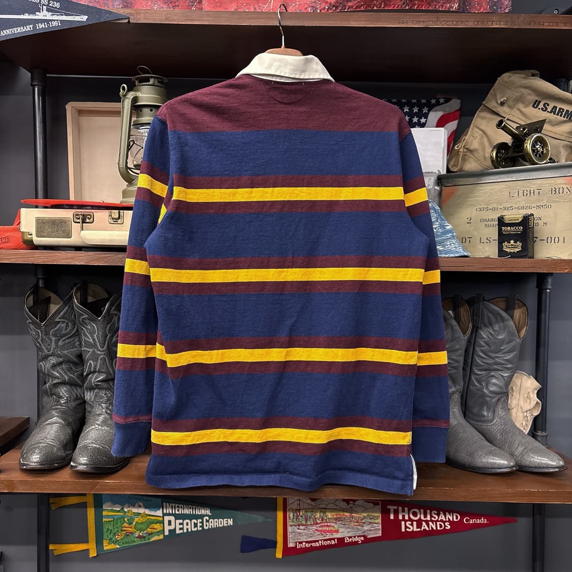 90s 폴로 랄프로렌 크라운 크레스트 스트라이프 럭비셔츠 N929 상품이미지2