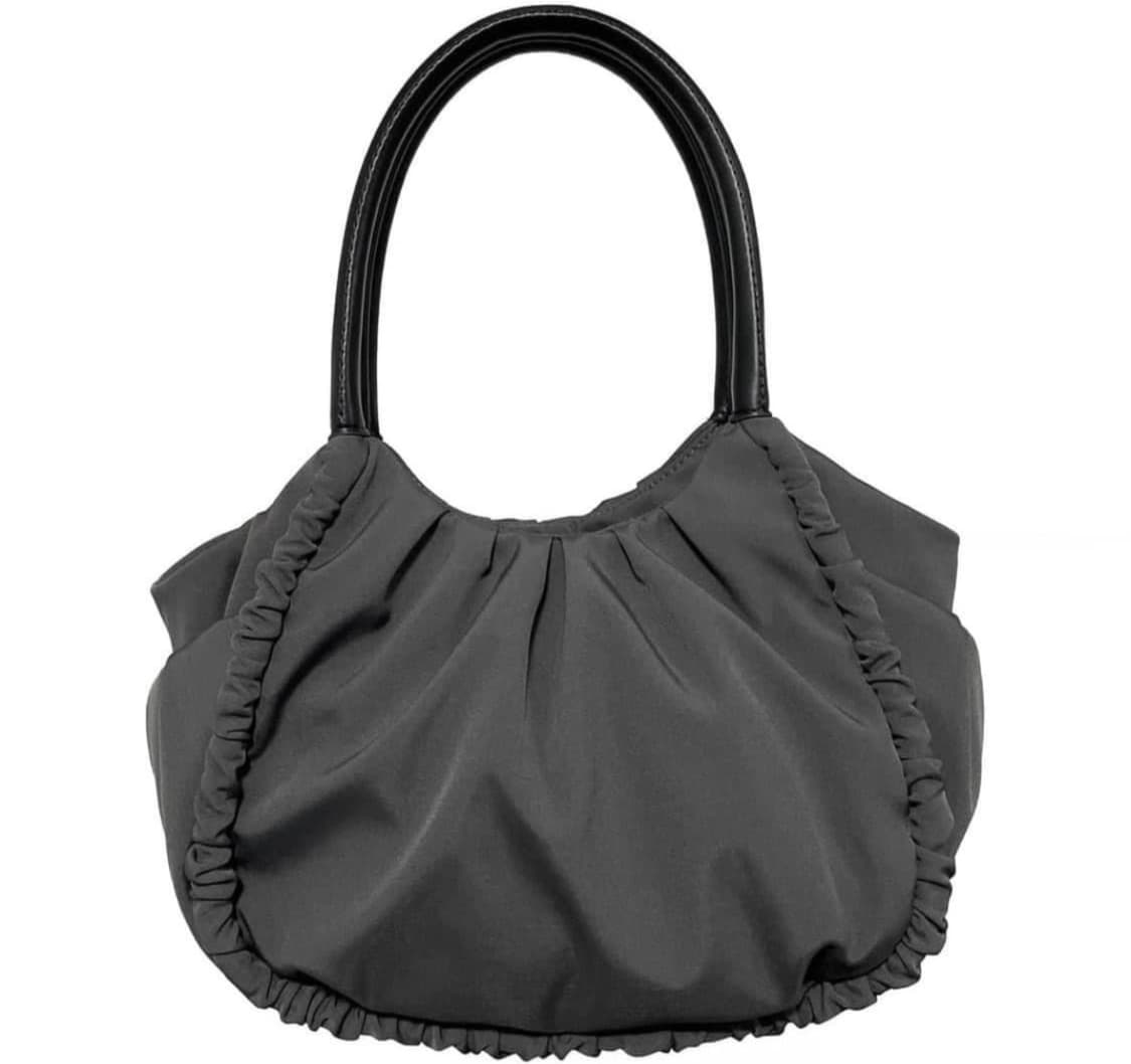 Yohji Yamamoto 요지야마모토 나일론 셔링 숄더백 토트백 차콜 상품이미지1