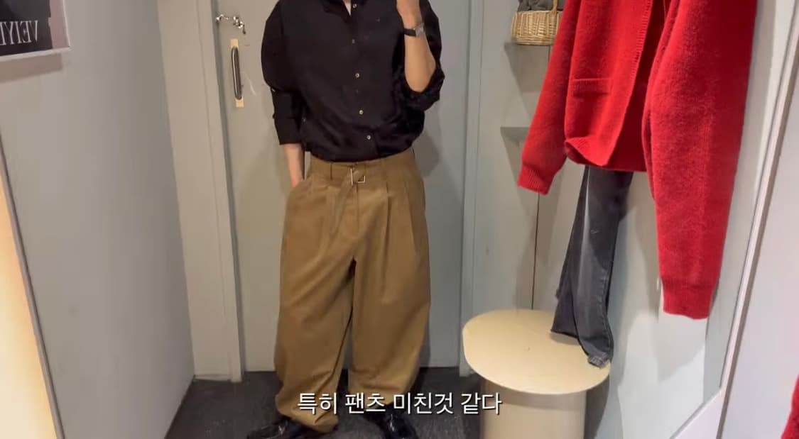 veiyd 더블 플리츠 벨티드 트라우저 딥카멜 1 새상품(베이지팬츠) 상품이미지2
