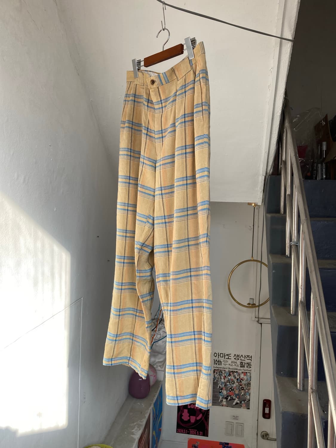 빈티지 체크무늬 울 팬츠 상품이미지4