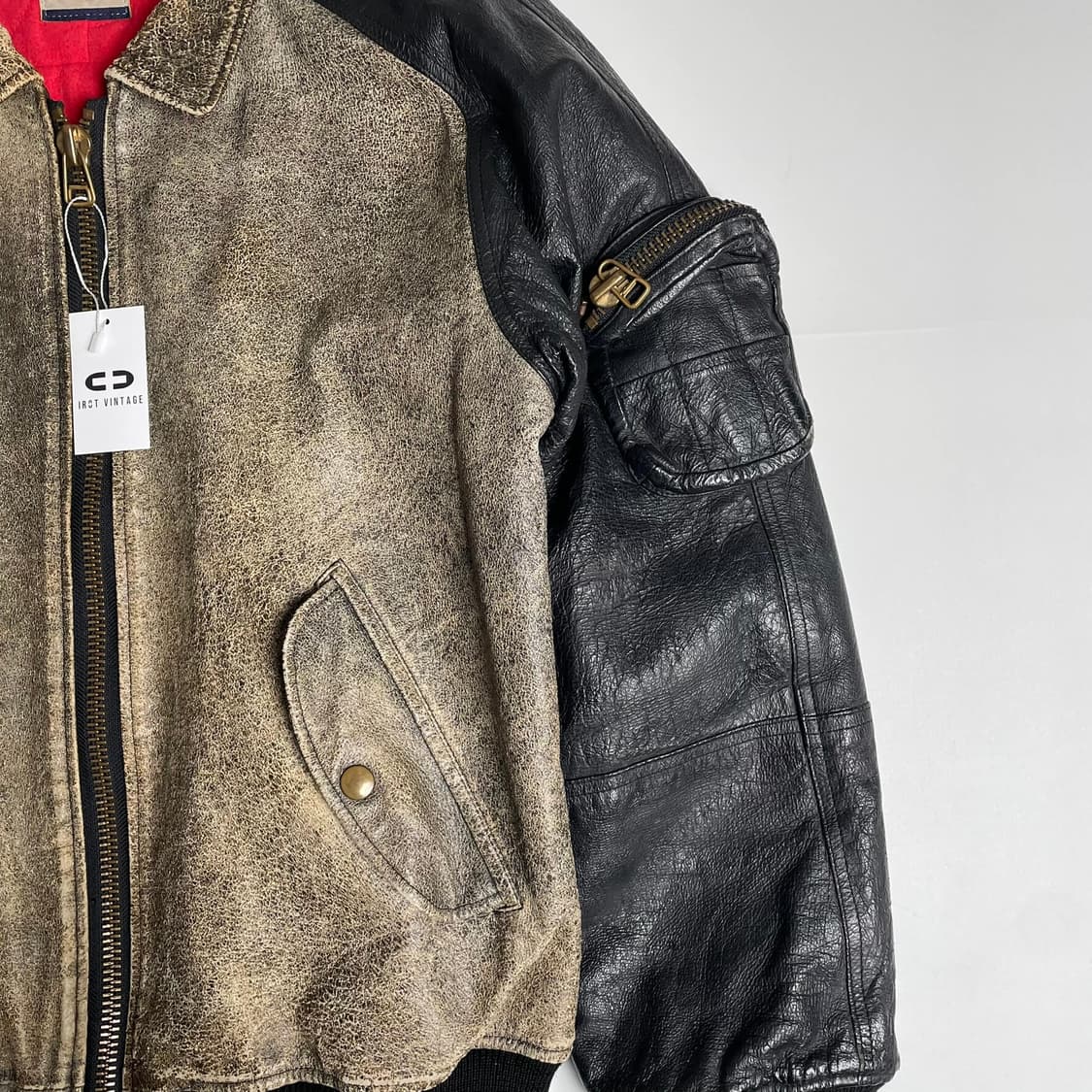 Abahouse 투톤 카우레더 봄버 상품이미지5