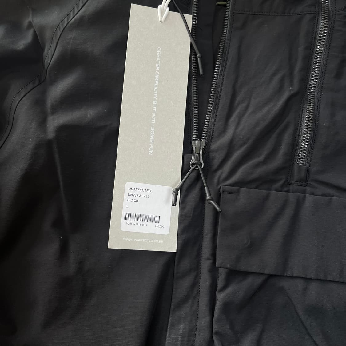 새상품(L)언어펙티드 더블 지퍼 후드 파카 블랙 상품이미지3