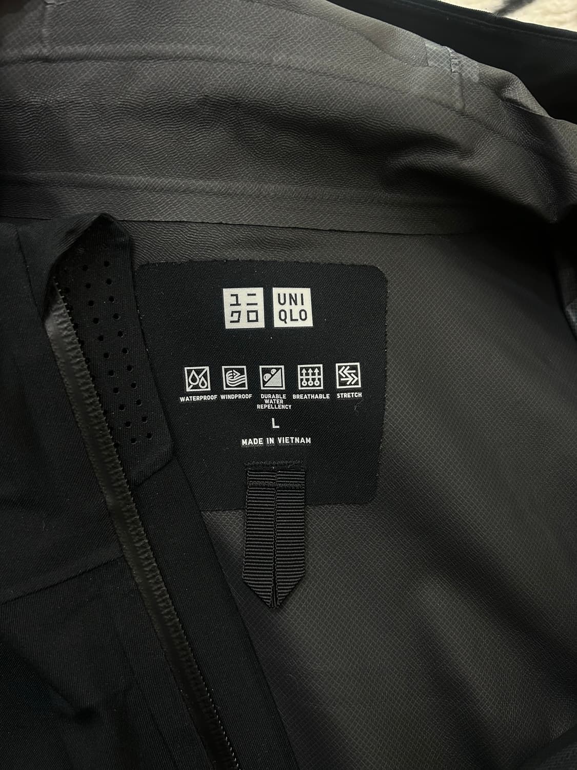 [L]유니클로 블록 방수 후드 바람막이 자켓/블랙 상품이미지3