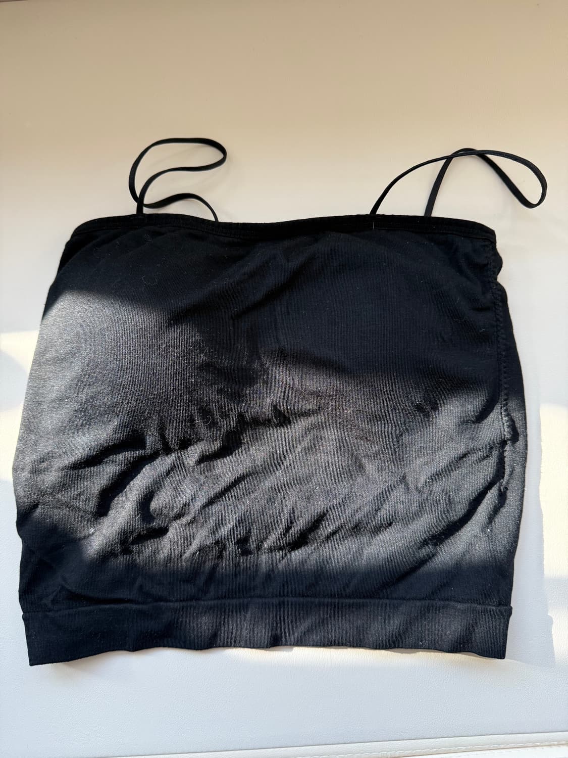 [택포] 블랙 튜브탑 브라 스트랩 끈나시 요가복 민소매 필라테스 운동복 상품이미지1