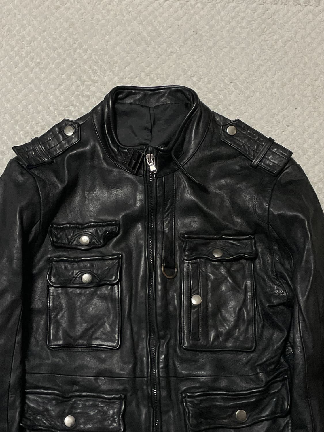 웨스턴 무드 램스킨 양가죽 절개 포켓 레더 자켓  상품이미지4