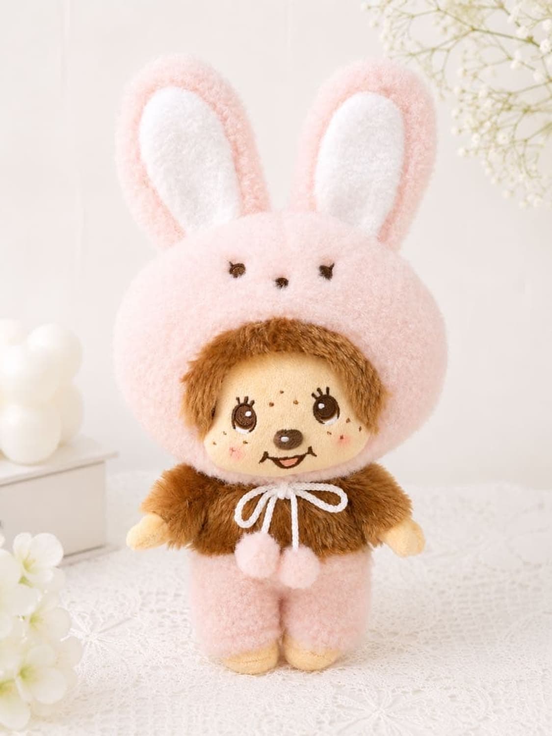 일본 핑크 토끼옷을 입은 몬치치 인형 38cm 상품이미지6