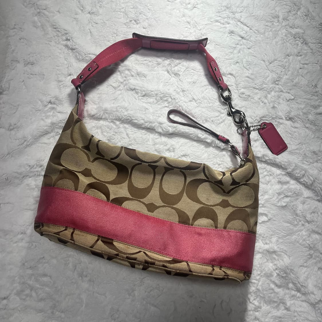 coach 코치 시그니처 베이지 핑크 숄더백 갸루 상품이미지4