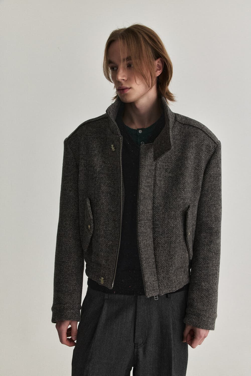 웨이비니스 하이넥 자켓 그레이 상품이미지2