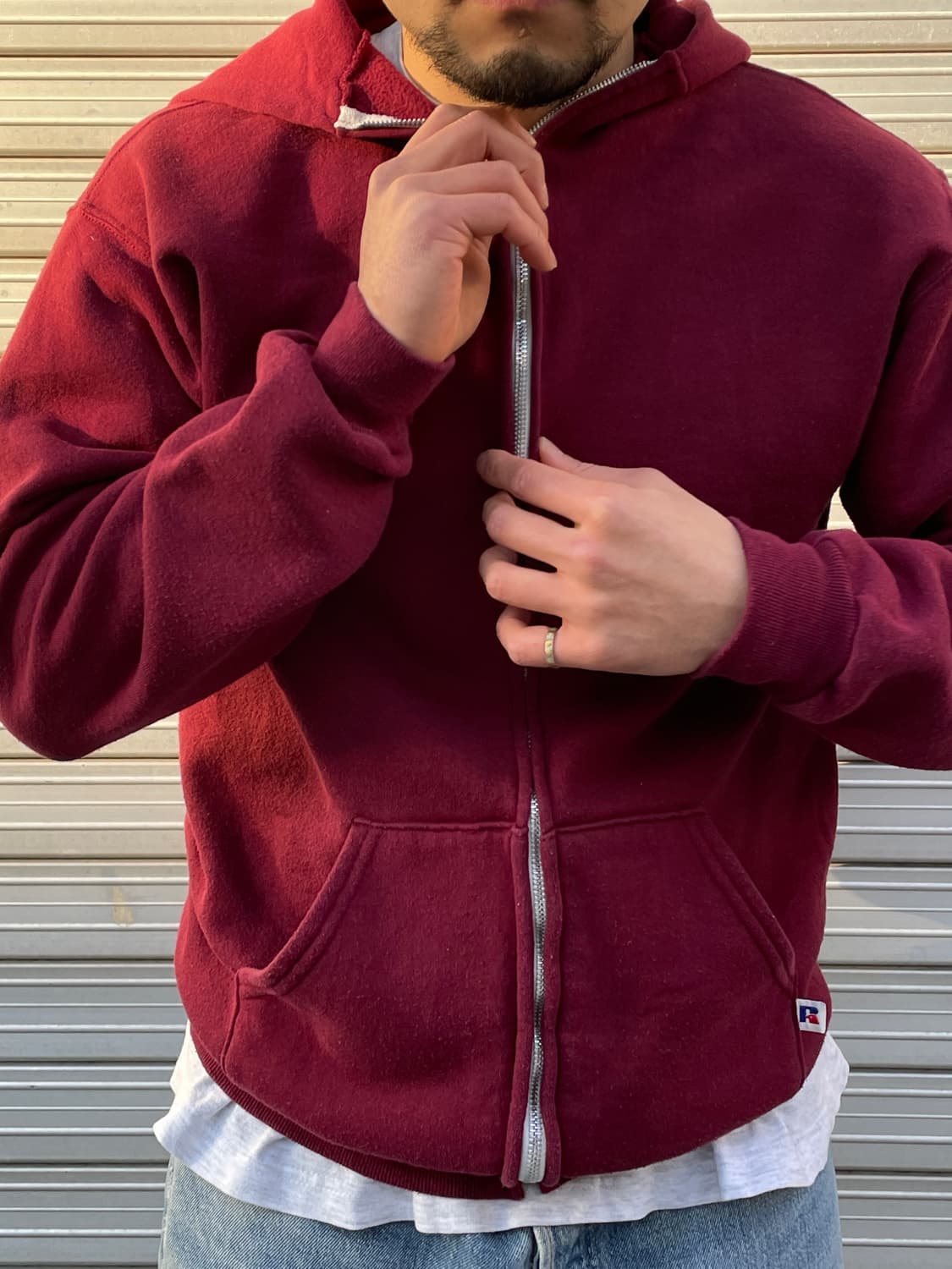 80s Russell Burgundy Hood zip 상품이미지5