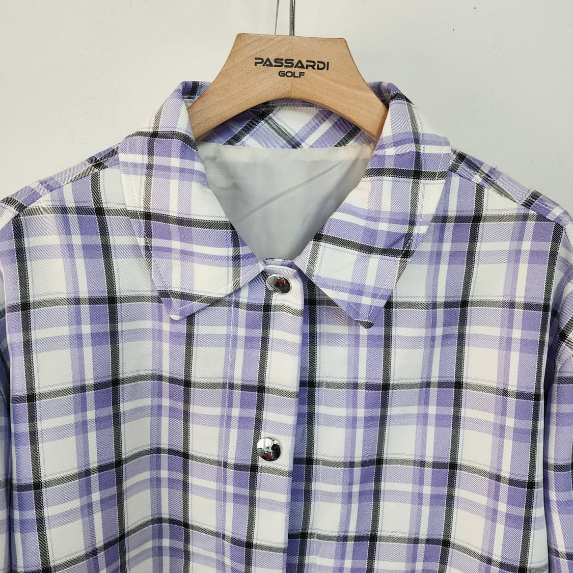 일본 수입 퍼플 체크 크롭 자켓 상품이미지2