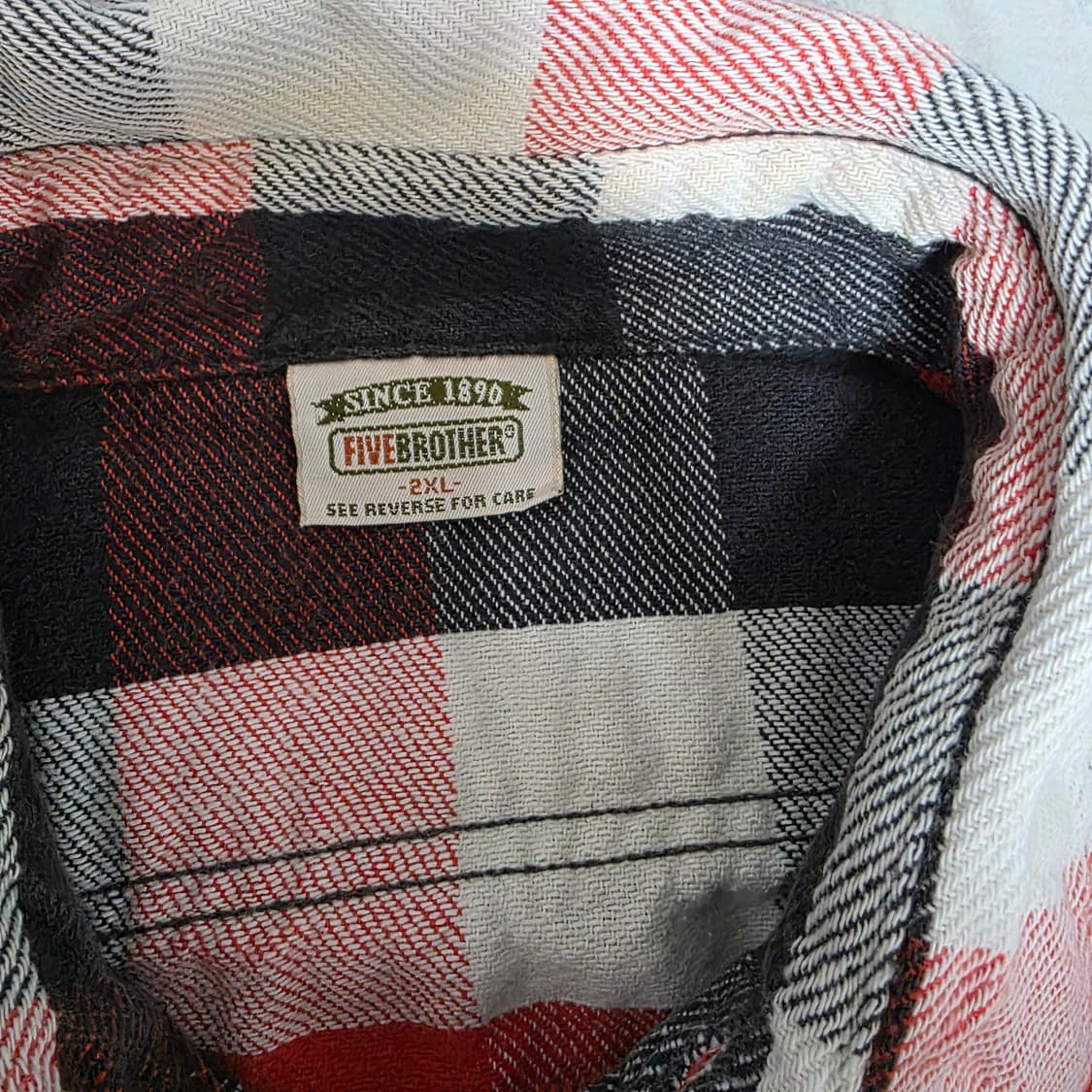 [XXL] 80s 파이브 브라더 빈티지 플란넬 체크 셔츠 레드/블랙 상품이미지6