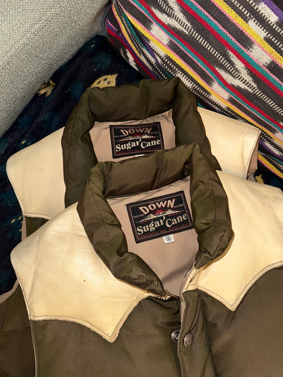 Sugar Cane leather yoke T/C down vest 상품이미지10