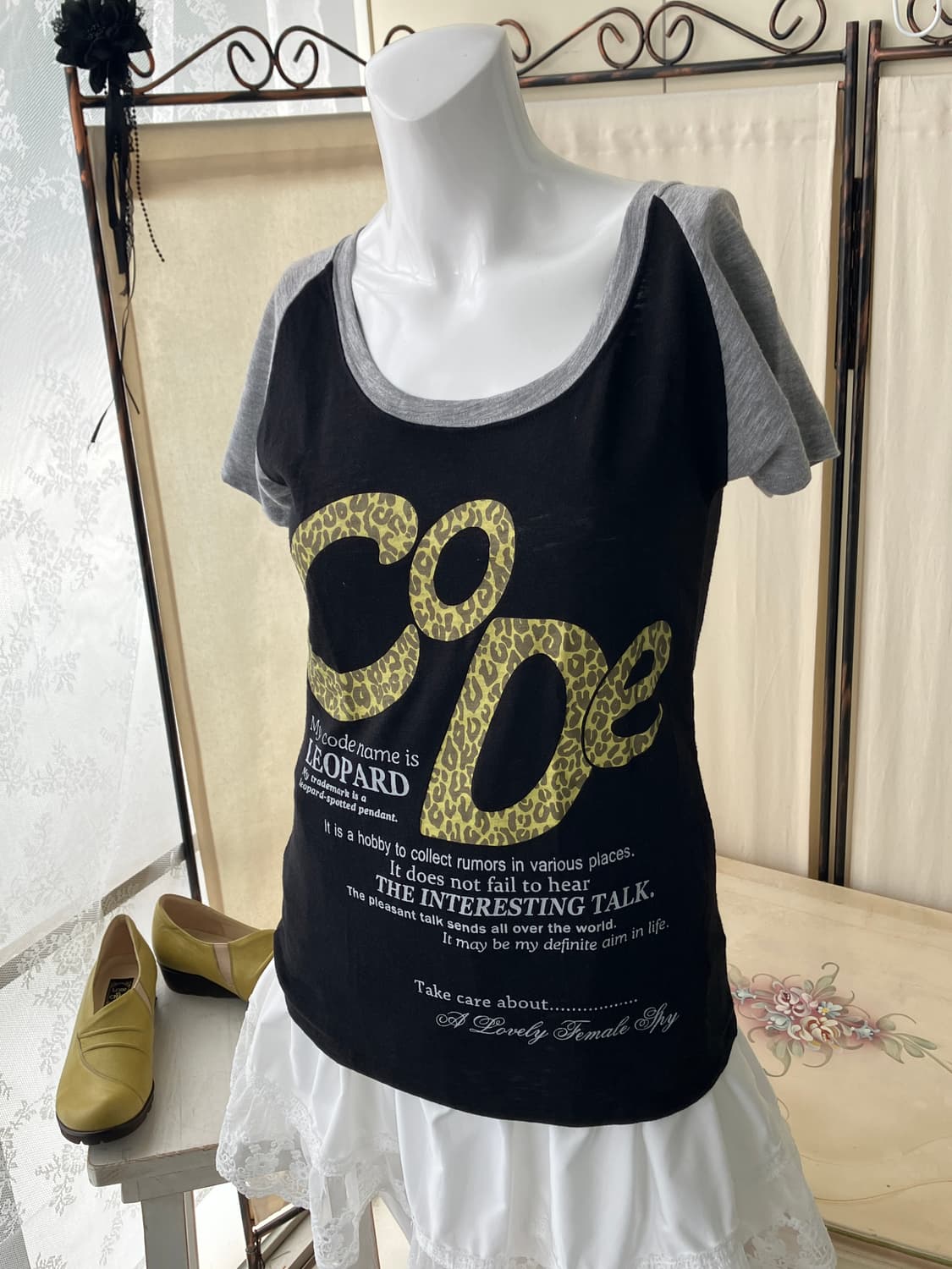 funky gyaru raglan printing half t-shirt 상품이미지7