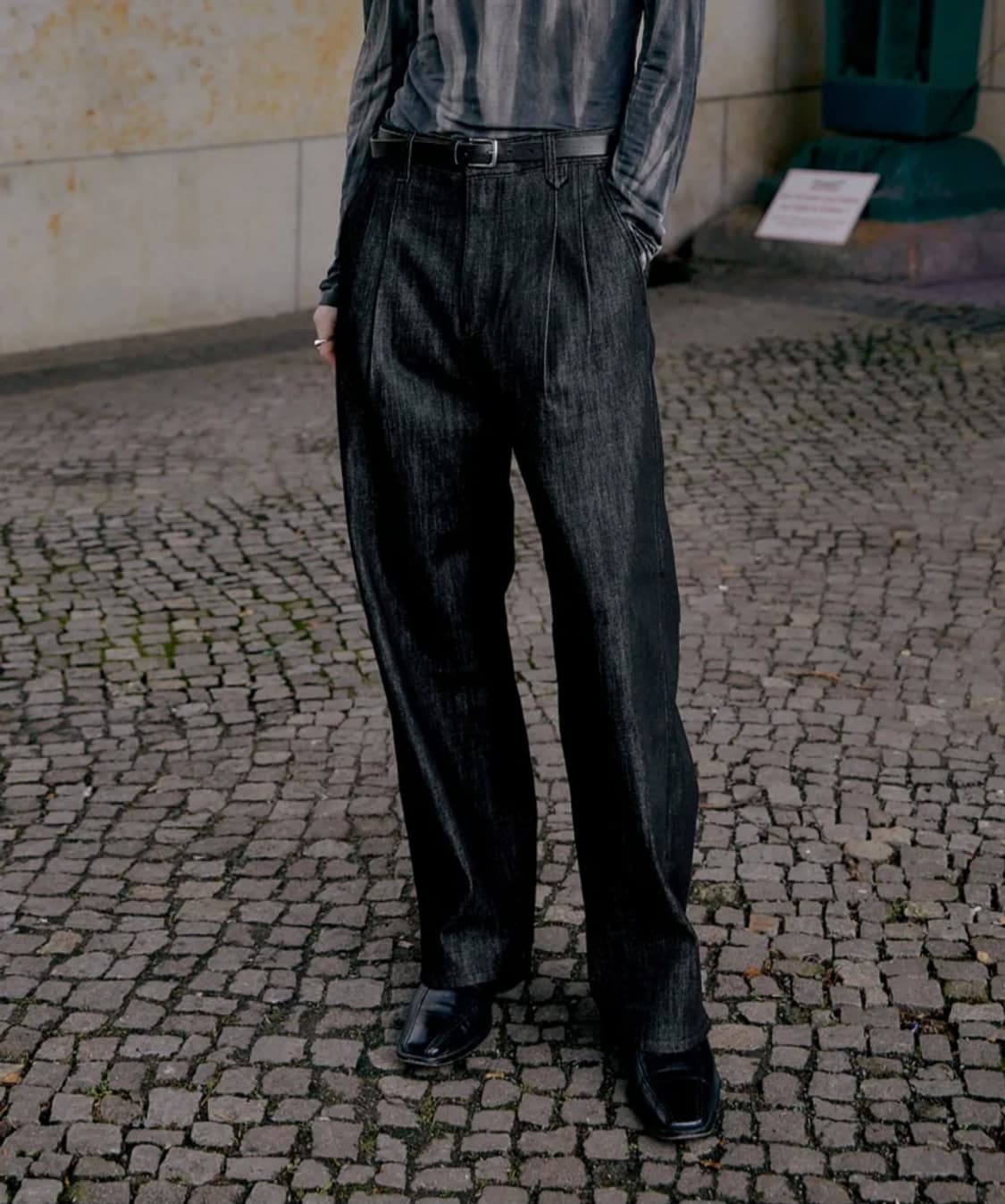 포트너스 투턱 와이드 블랙진 M 상품이미지1