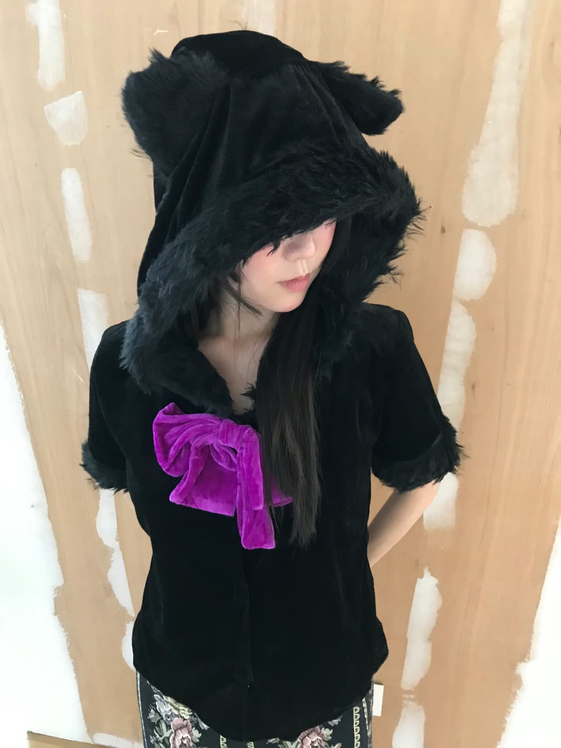 vintage velvet hood top 상품이미지2