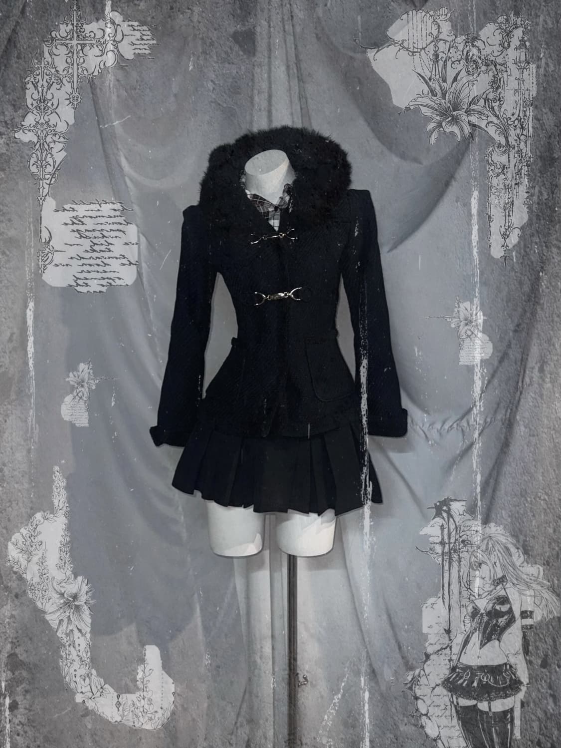 바디라인 레드 체크셔츠 세실맥비 윈터 공겜여주깔 코디세트  상품이미지1