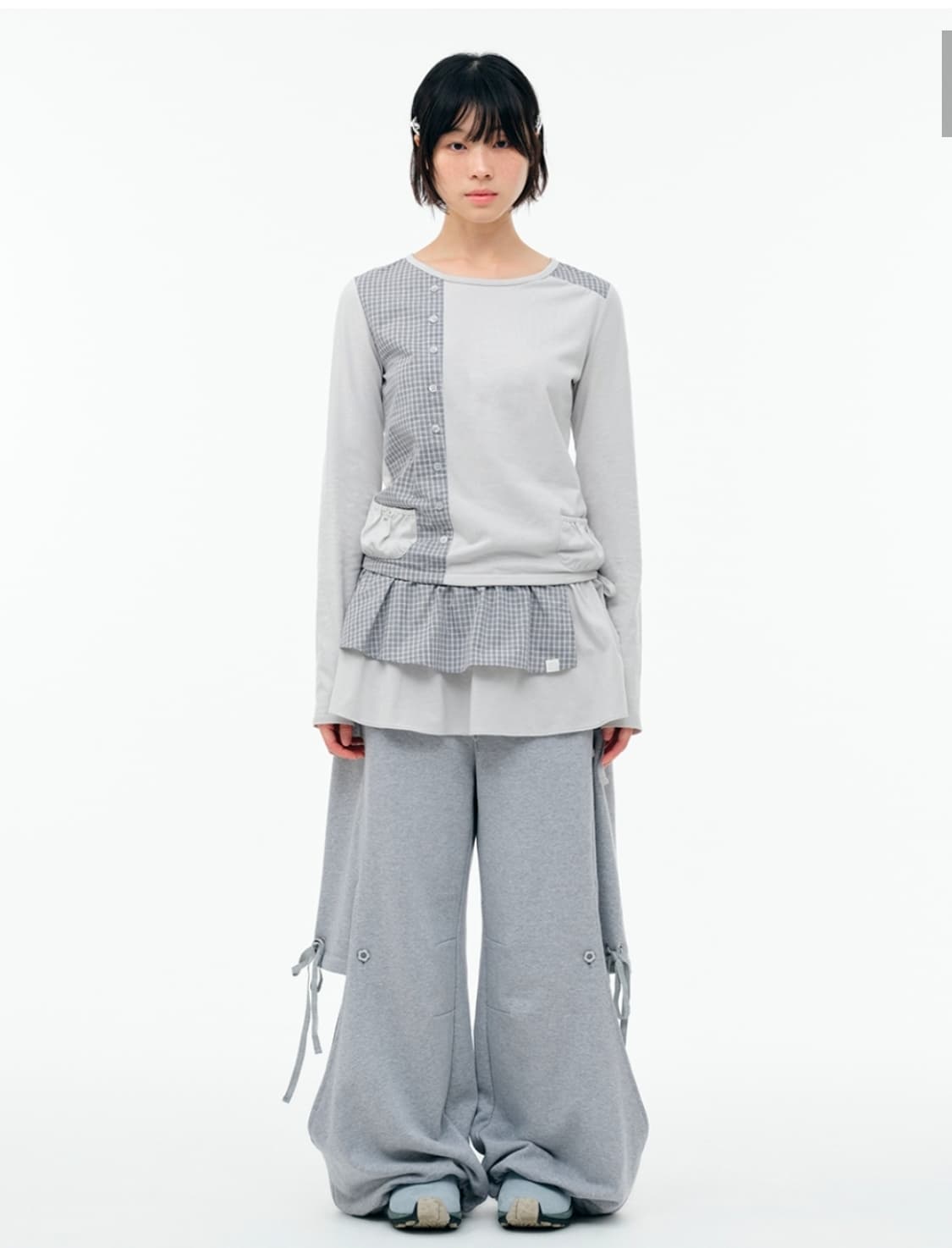 뚜오미오 CHECK MIXED JERSEY DRESS 상품이미지2