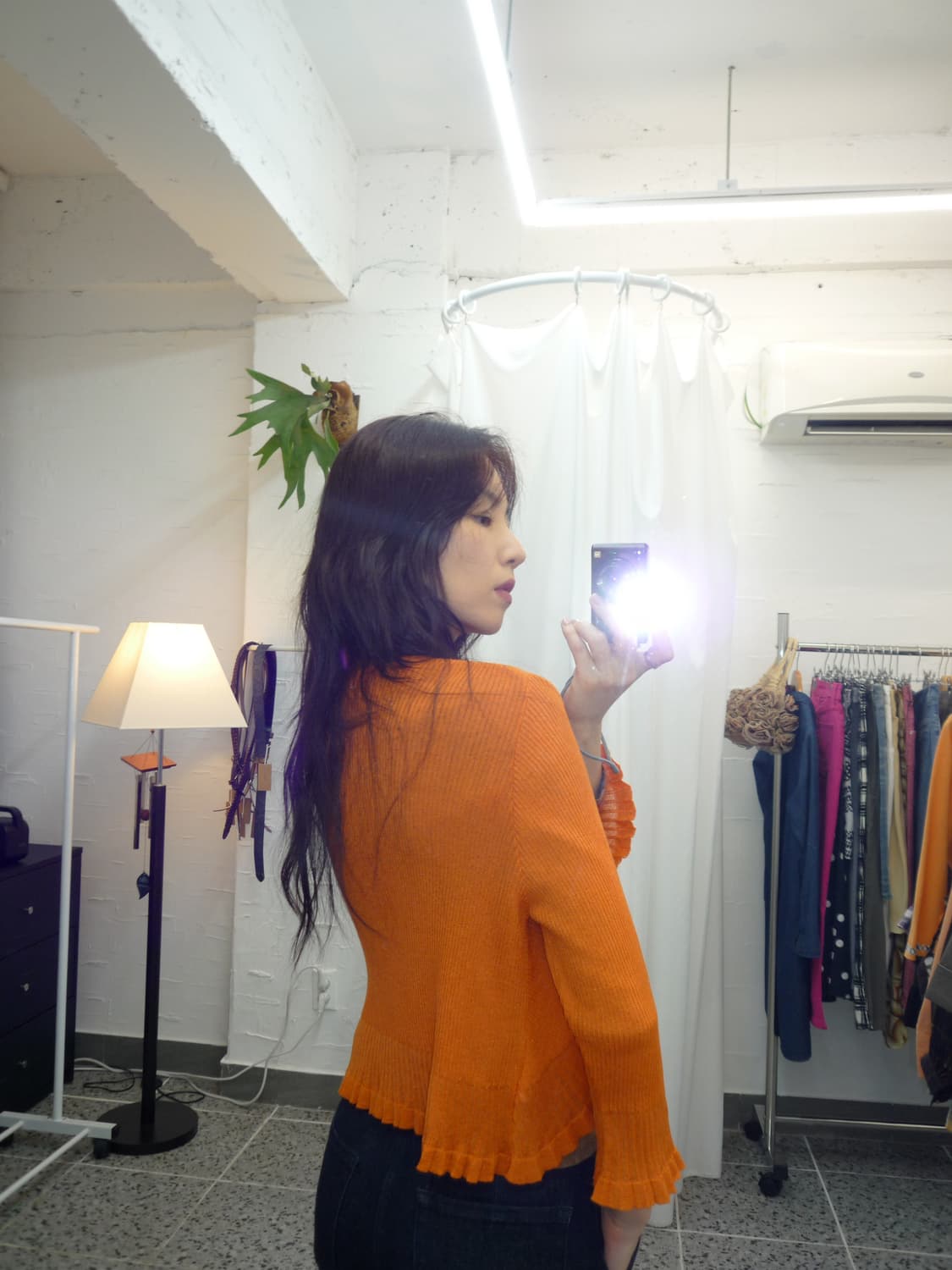 orange one button cardigan 상품이미지4