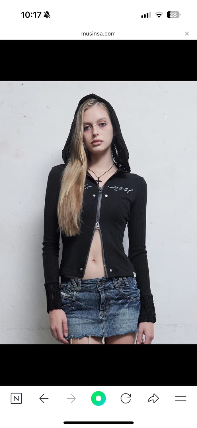 (택있음) 힐다 레이스 엠브로이더리 후드집업 상품이미지1