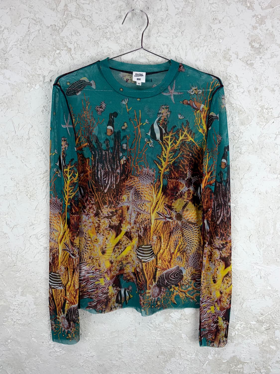 장 폴 고티에 (1990s) 언더워터 풀 프린팅 씨스루 메쉬 탑 상품이미지2