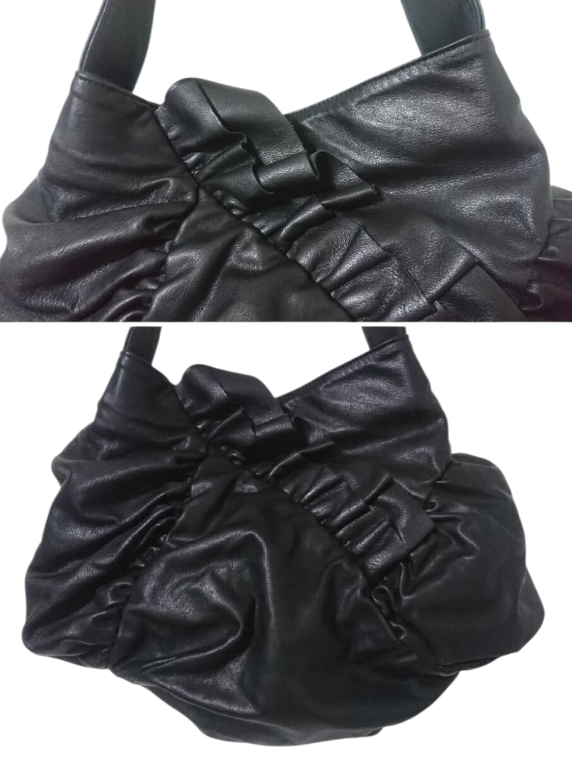 요지 야마모토 와이즈 레더 프릴 주름 숄더백 상품이미지4