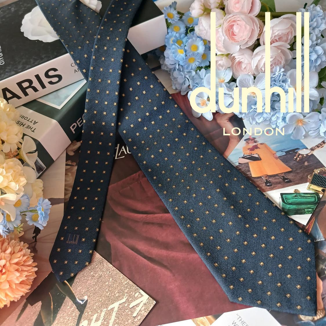 던힐 실크 네이비 패턴 넥타이 9.7cm A+등급 G25
 상품이미지2