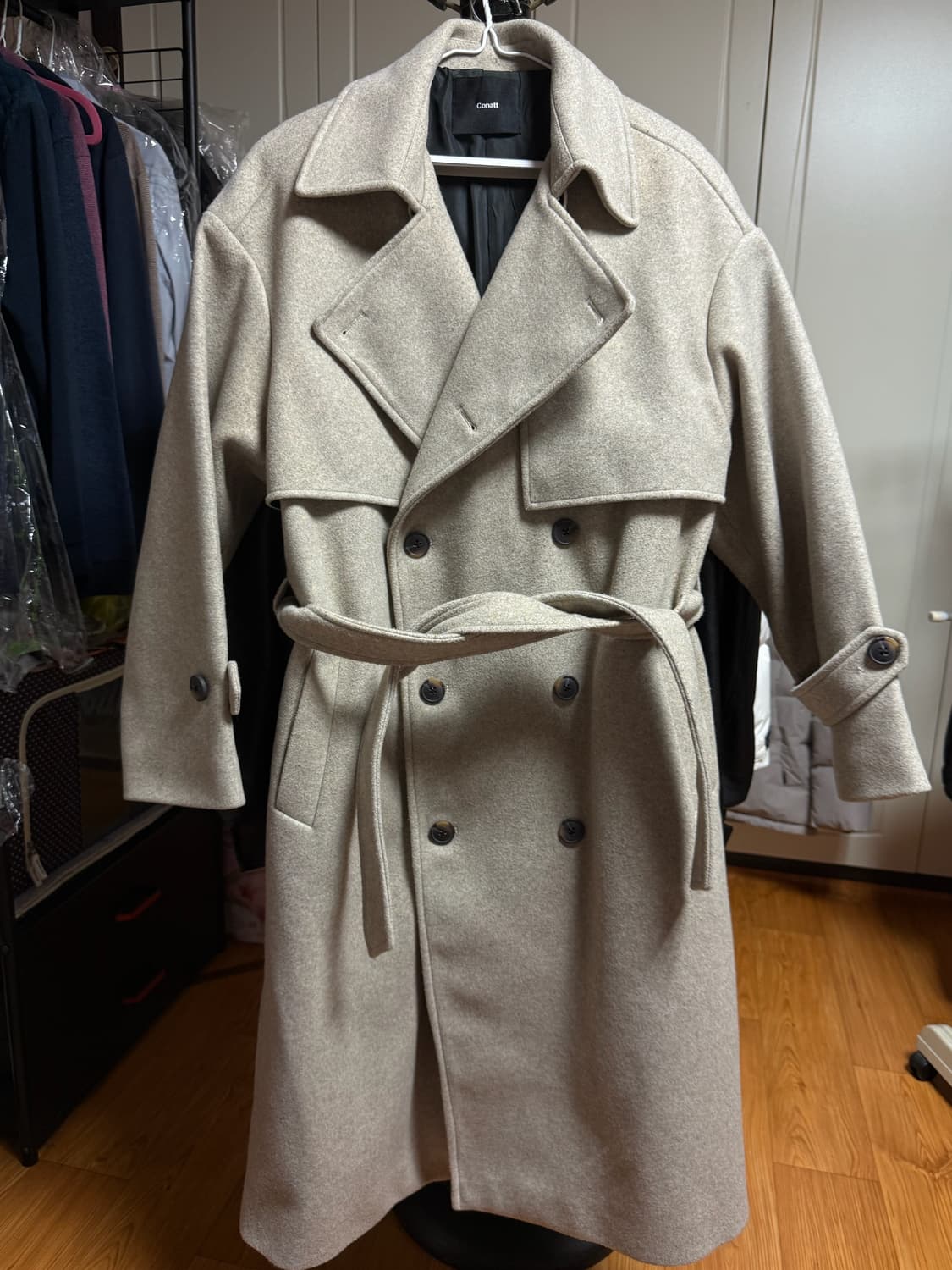 코네트(CONATT) - 오버핏 울 트렌치 롱 코트 (베이지/free) 상품이미지2