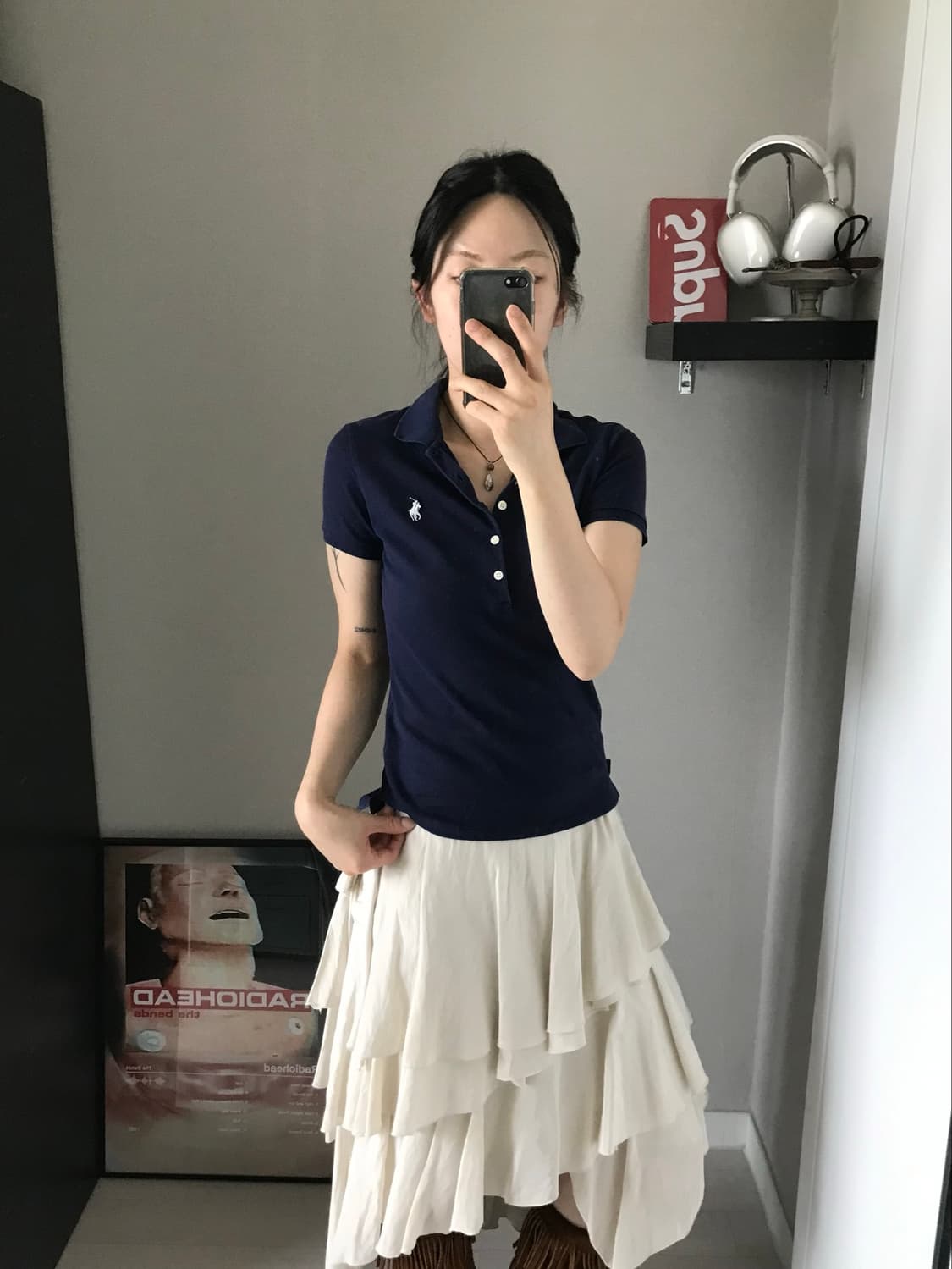 폴로 랄프로렌 여성 재팬라인 포니로고 네이비 카라티 상품이미지2