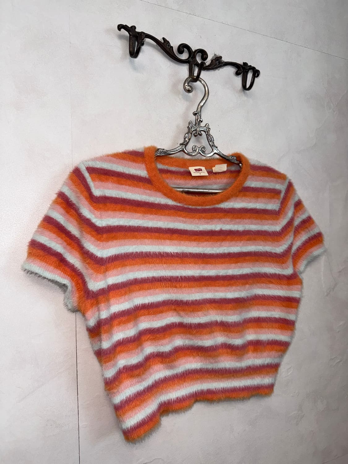 Levi’s kitsch coral stripe half fur knit 상품이미지5